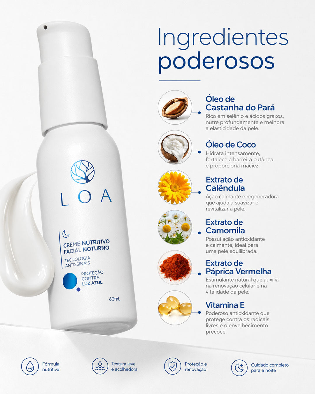 Sérum Nutritivo Facial Noturno LOA® 60 ml