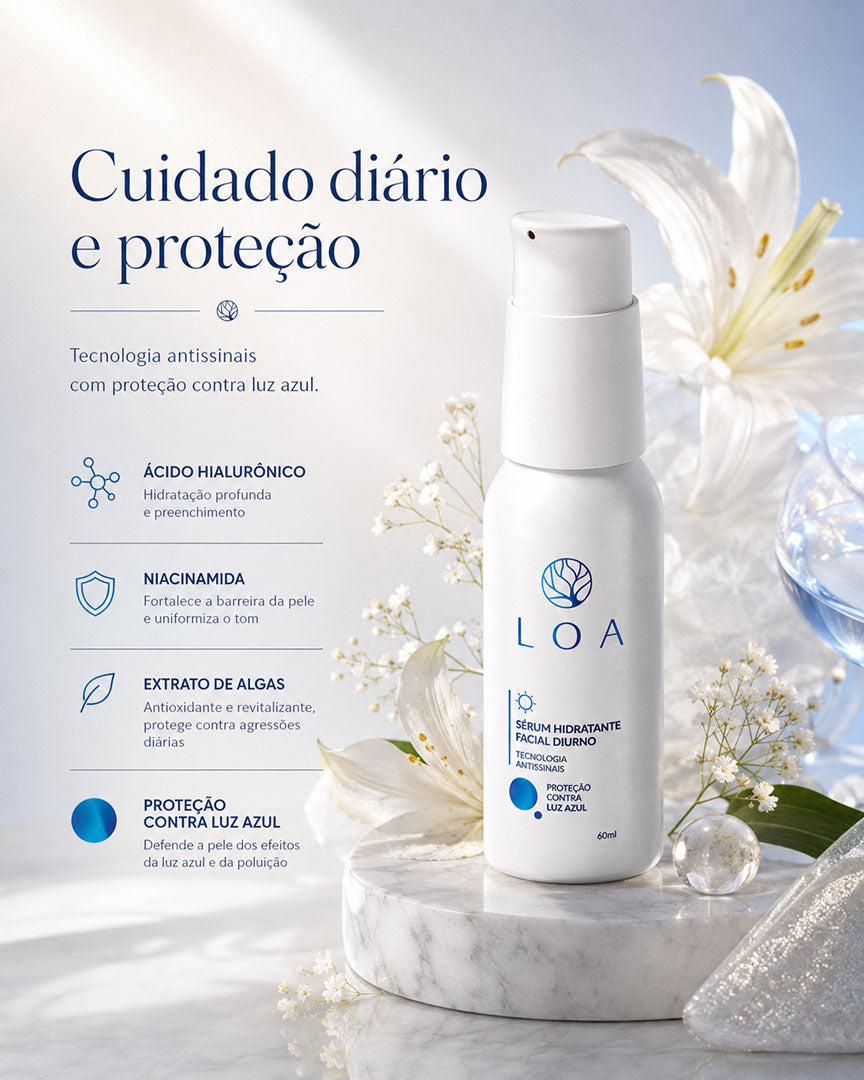 Sérum Hidratante Facial Diurno LOA® 60 ml – Hidratação e Cuidado Diário